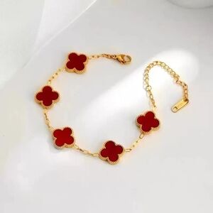 Red and Gold Flower Motif Bracelet